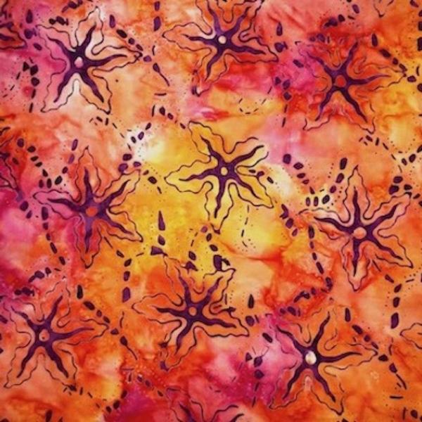 ORANGE - Spring Garden - Batikstoff aus Indonesien