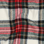 Garngefärbter karierter Baumwollflanell in Rot und Ecru, angeraut, 145 cm breit, 150 g/m².