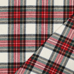 Garngefärbter karierter Baumwollflanell in Rot und Ecru, angeraut, 145 cm breit, 150 g/m².