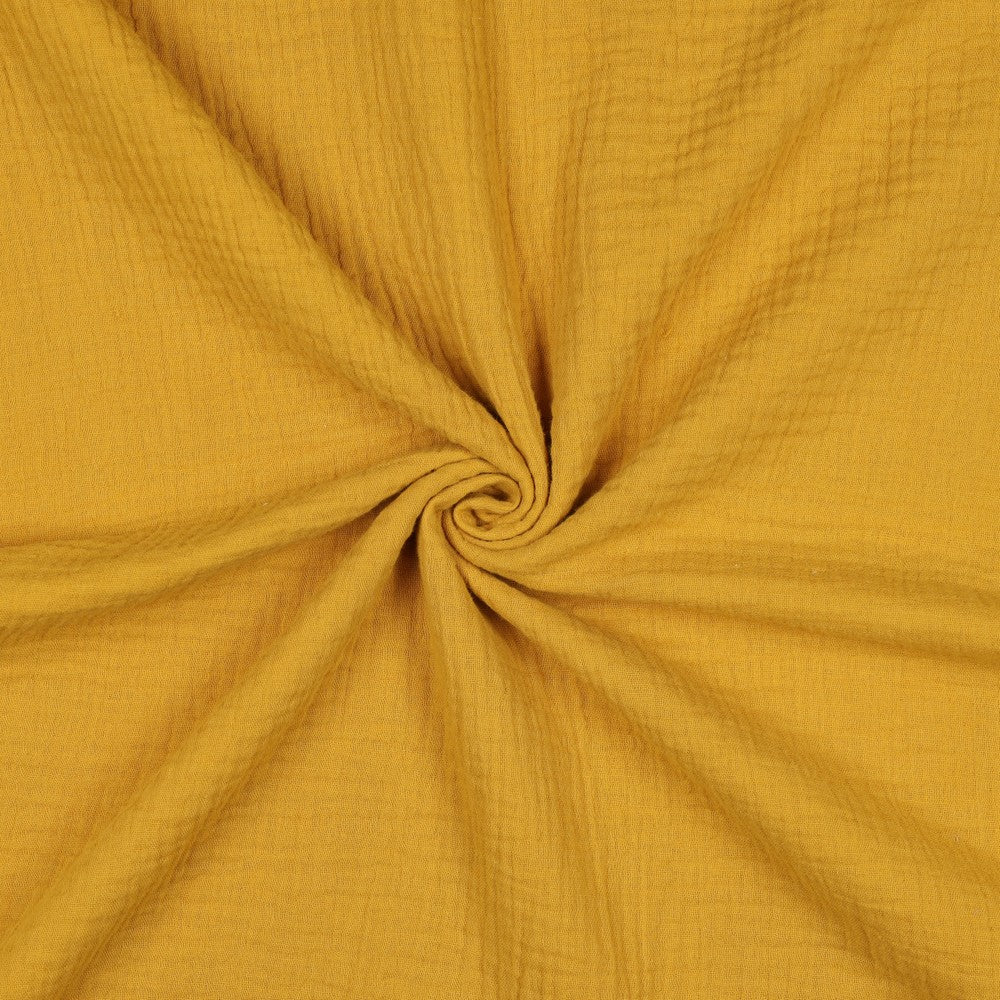 Musselin Stoff Ocker – Double Gauze Bio-Baumwolle