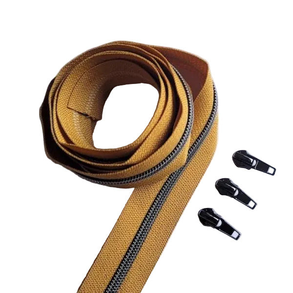 Reissverschluss & Zipper im Set (Gunmetal/Curry)