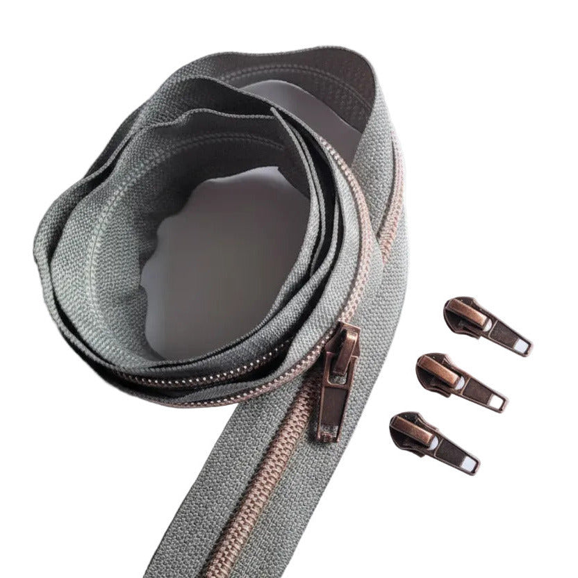 Reissverschluss & Zipper im Set (Kupfer/Mausgrau)