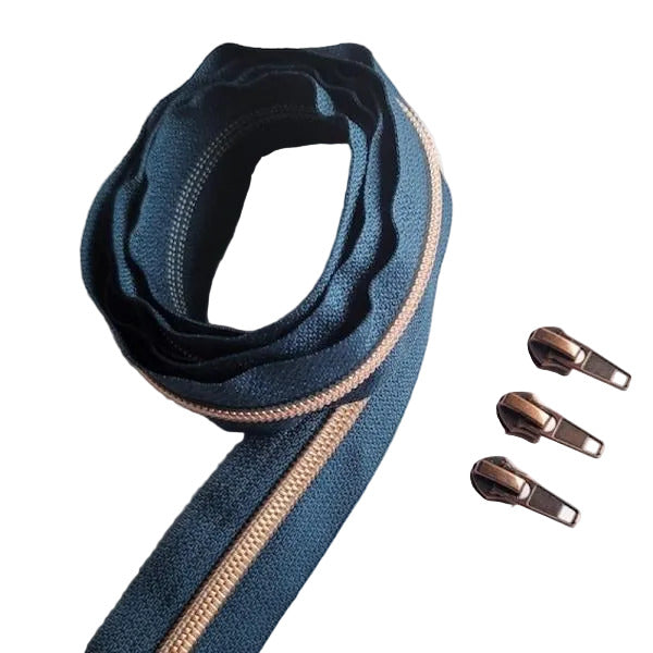 Reissverschluss & Zipper im Set (Kupfer/Petrol)