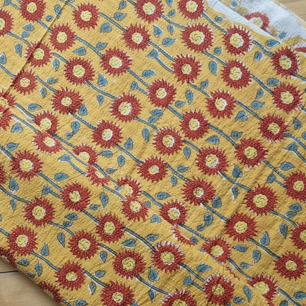 Kantha Hand Block Print aus Indien - FLOWERS