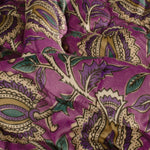 Samt Steppstoff Lila mit Blumen in Petrol und Violett