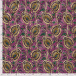 Samt Steppstoff Lila mit Blumen in Petrol und Violett