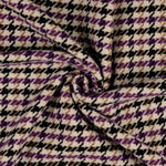 Tweed Stoff Lila Schwarz Beige – Pied-de-Poule Muster