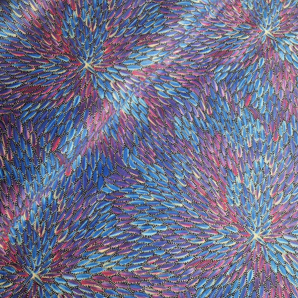 Aborigines Stoff aus Australien "Bush Medicine Leaves Blue" - Baumwolle Meterware