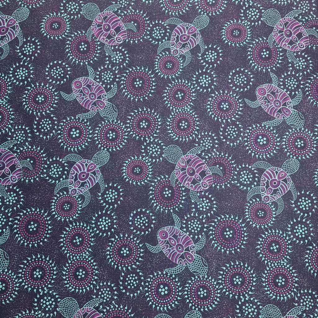 Aborigines Stoff aus Australien "Turtle Dreaming Emerald" - Baumwolle Meterware