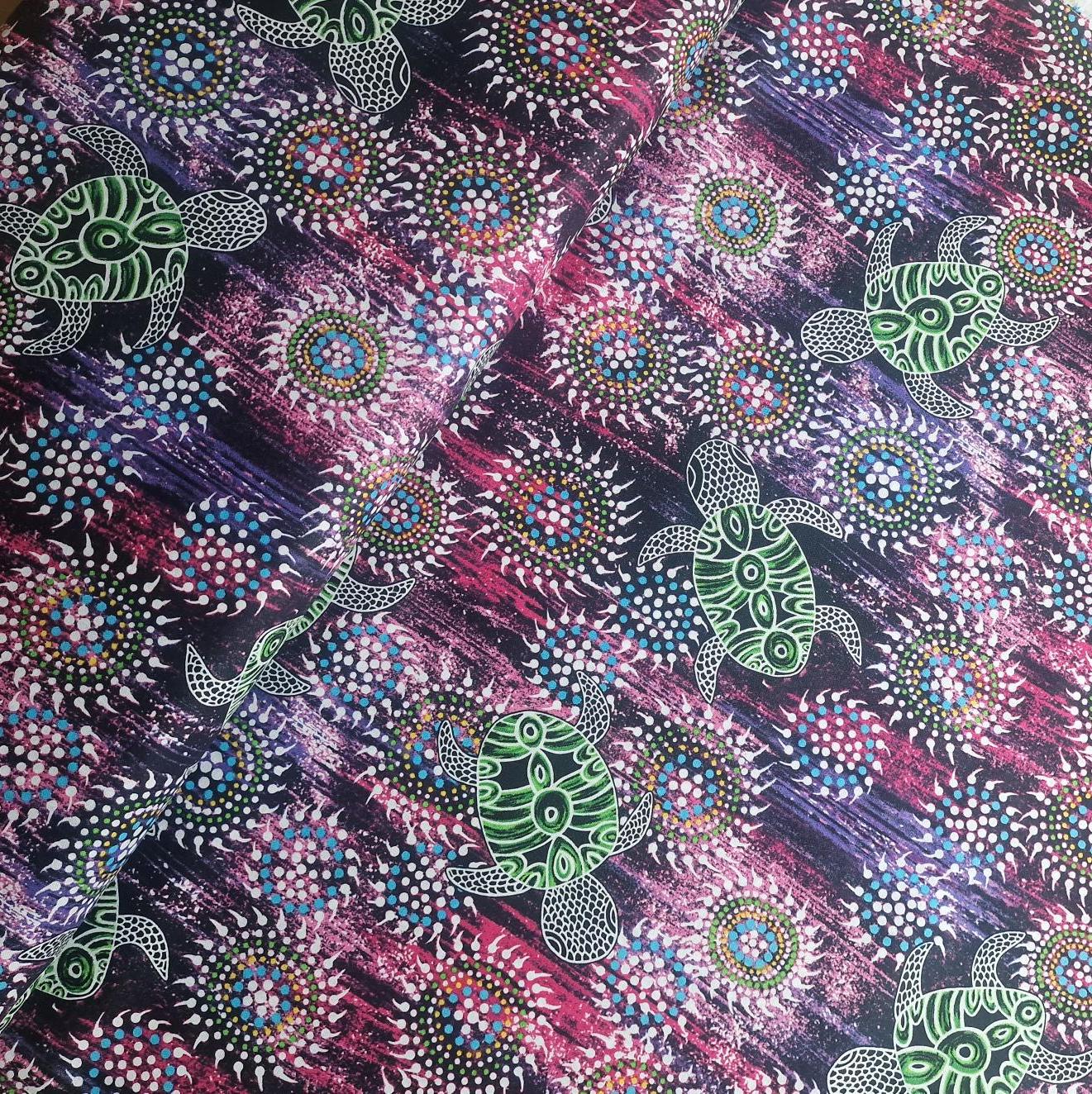 Aborigines Stoff aus Australien "Turtle Dreaming Purple" - Baumwolle Meterware
