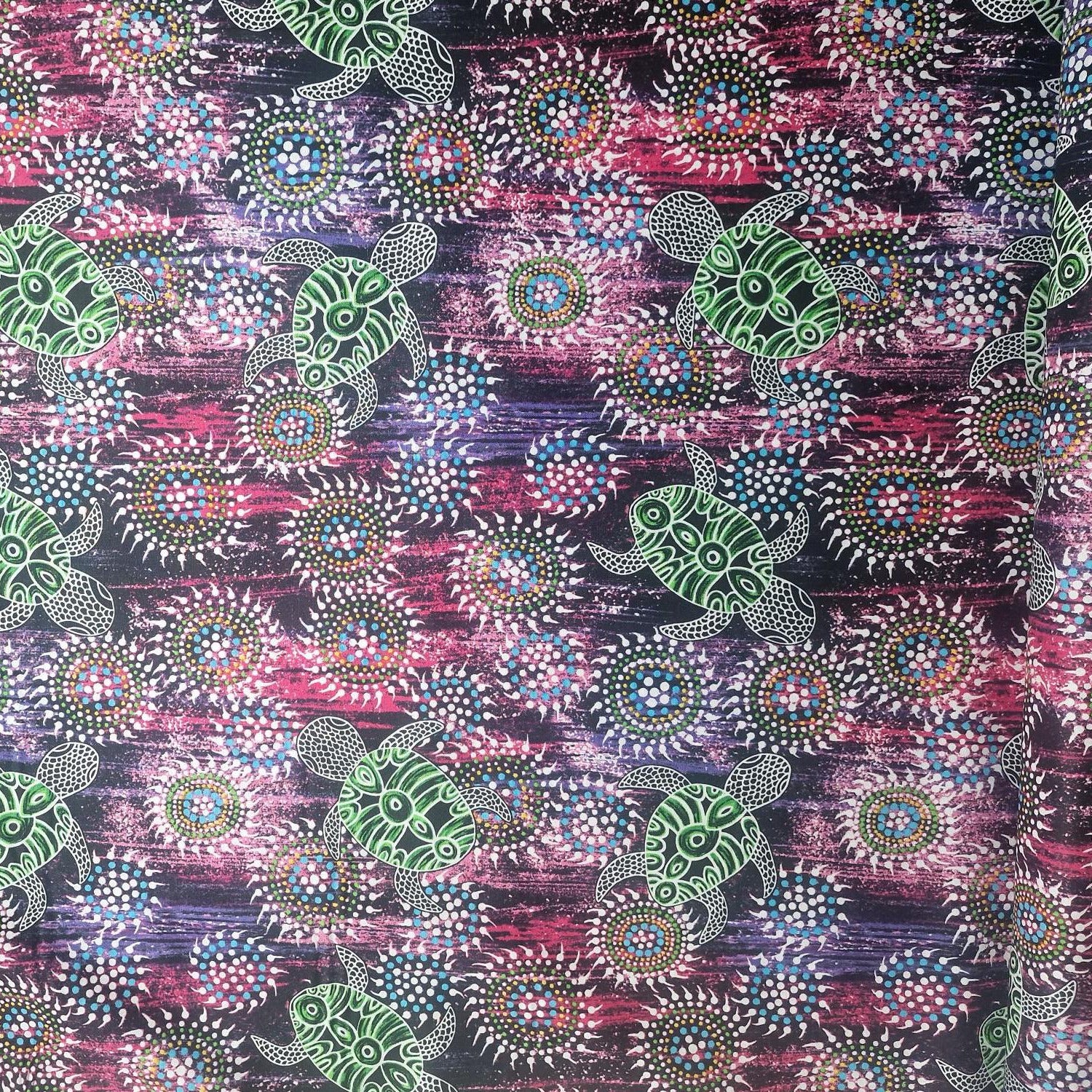 Aborigines Stoff aus Australien "Turtle Dreaming Purple" - Baumwolle Meterware