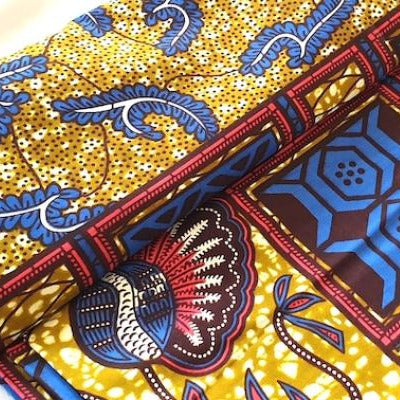 BLUE-RED-PATCHWORK Waxprint Stoff