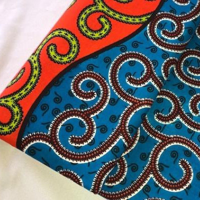 BLUE-RED-SERPENT Waxprint Stoff