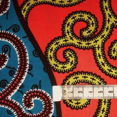 BLUE-RED-SERPENT Waxprint Stoff