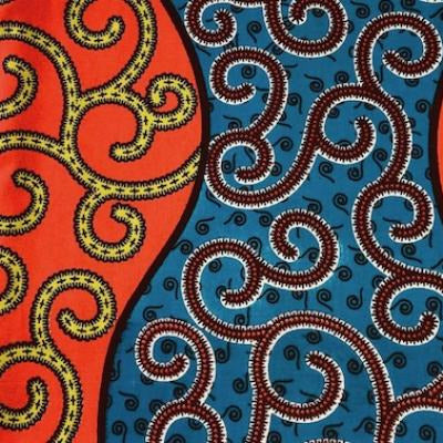 BLUE-RED-SERPENT Waxprint Stoff