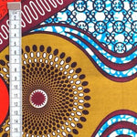 BROWN-CIRCLE-WAVE Waxprint Stoff