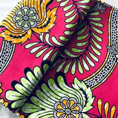 ORANGE-BOUQUET-OF-FLOWERS Waxprint Stoff