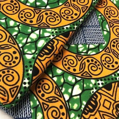 ORANGE-SERPENT Waxprint Stoff