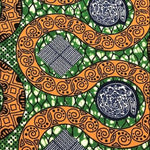 ORANGE-SERPENT Waxprint Stoff