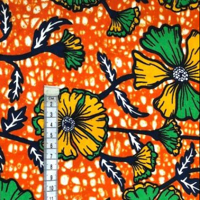 ORANGE-SUMMER-FLOWER waxprint