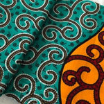 ORANGE-TURQUOISE-SERPENT Waxprint Stoff