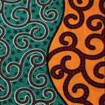 ORANGE-TURQUOISE-SERPENT Waxprint Stoff