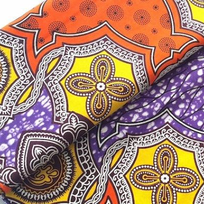 ORANGE-YELLOW-ORNAMENT Waxprint Stoff