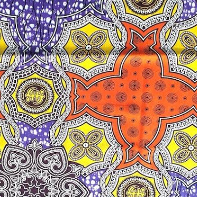 ORANGE-YELLOW-ORNAMENT Waxprint Stoff