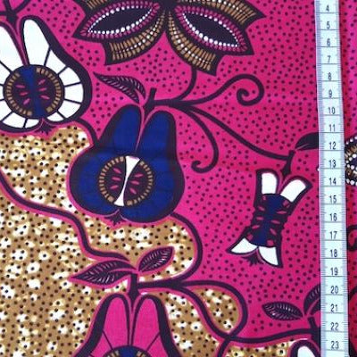 Afrikanischer Wax Print Stoff "Pink Pears" aus Baumwolle, Meterware, mit bunten Birnenmustern von ETHNOstoffe & mehr