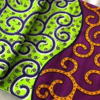 PURPLE-LIME-SERPENT Waxprint Stoff