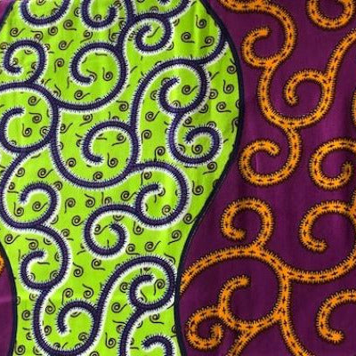 PURPLE-LIME-SERPENT Waxprint Stoff