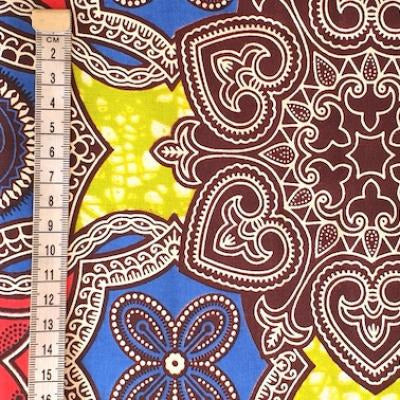 RED-BLUE-ORNAMENT Waxprint Stoff