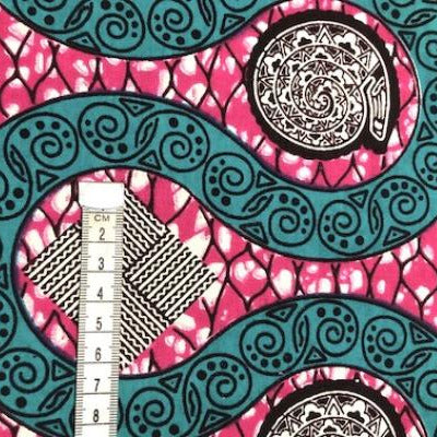 TURQUOISE-SERPENT Waxprint Stoff