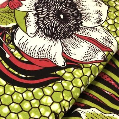 WHITE-RED-FLOWER waxprint