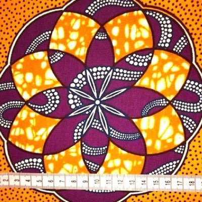 YELLOW-PURPLE MANDALA-waxprint