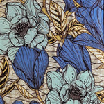 Wax Print Stoff Baumwolle blau floral Blumenmuster – Meterware afrikanisch Blue Flowers