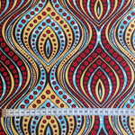 Afrikanischer Wax Print Stoff Baumwolle RED BLUE DIAMONDS