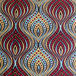 Afrikanischer Wax Print Stoff Baumwolle RED BLUE DIAMONDS
