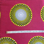Afrikanischer Wax Print Stoff Baumwolle PINK CIRCLE