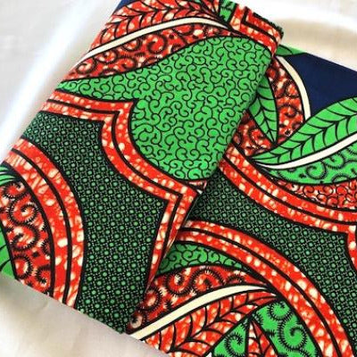 GREEN RED KNOT Waxprint Stoff