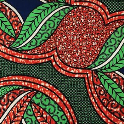 GREEN RED KNOT Waxprint Stoff