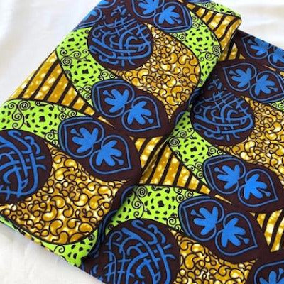 LIME BLUE Waxprint Stoff
