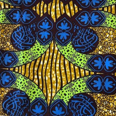 LIME BLUE Waxprint Stoff