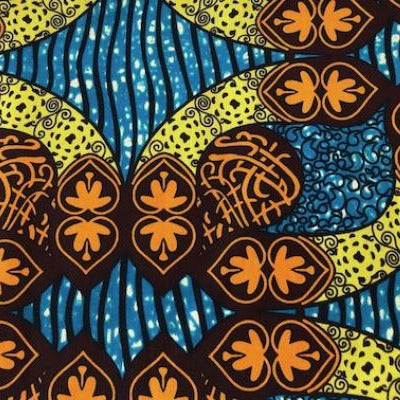 LIME ORANGE Waxprint Stoff