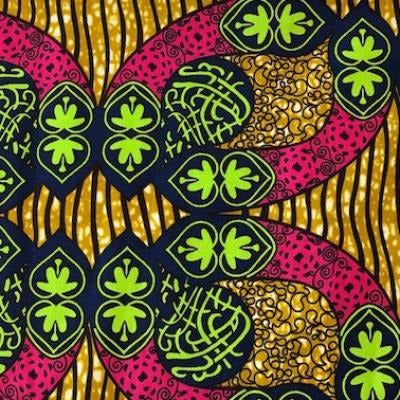 PINK LIME Waxprint Stoff