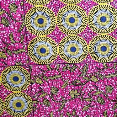 YELLOW CIRCLE JUNGLE Waxprint Stoff