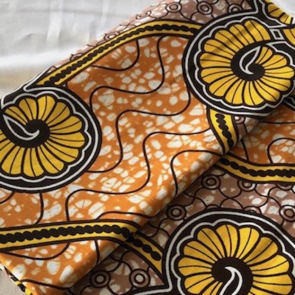 Afrikanischer Wax Print Stoff Baumwolle YELLOW FERN | Meterware