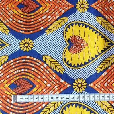 YELLOW HEART Waxprint Stoff
