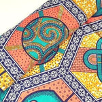 YELLOW TURQUOISE MOSAIC Waxprint Stoff