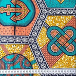 YELLOW TURQUOISE MOSAIC Waxprint Stoff